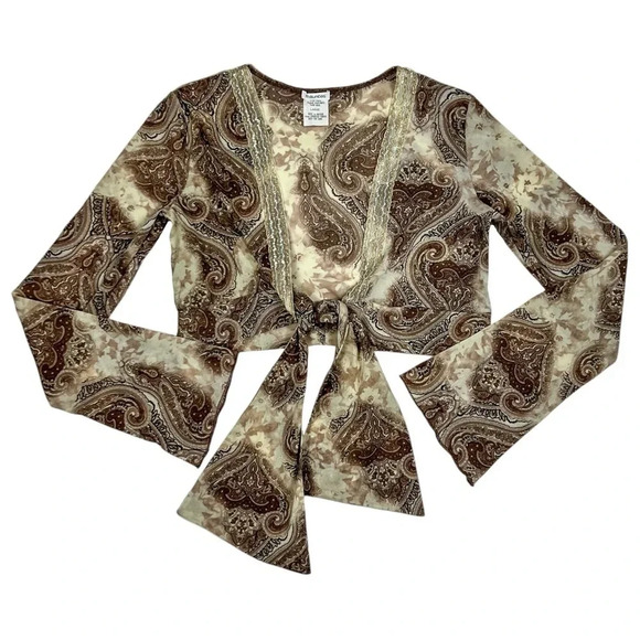 Vintage Y2K Tie Front Crop Top - Picture 1 of 8